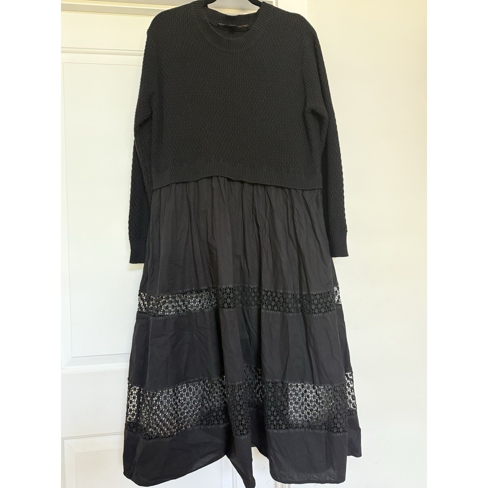 TRELISE COOPER Womens Dress Knit Lace Mixed Media Goth Victorian Midi Witchy - Picture 3 of 14